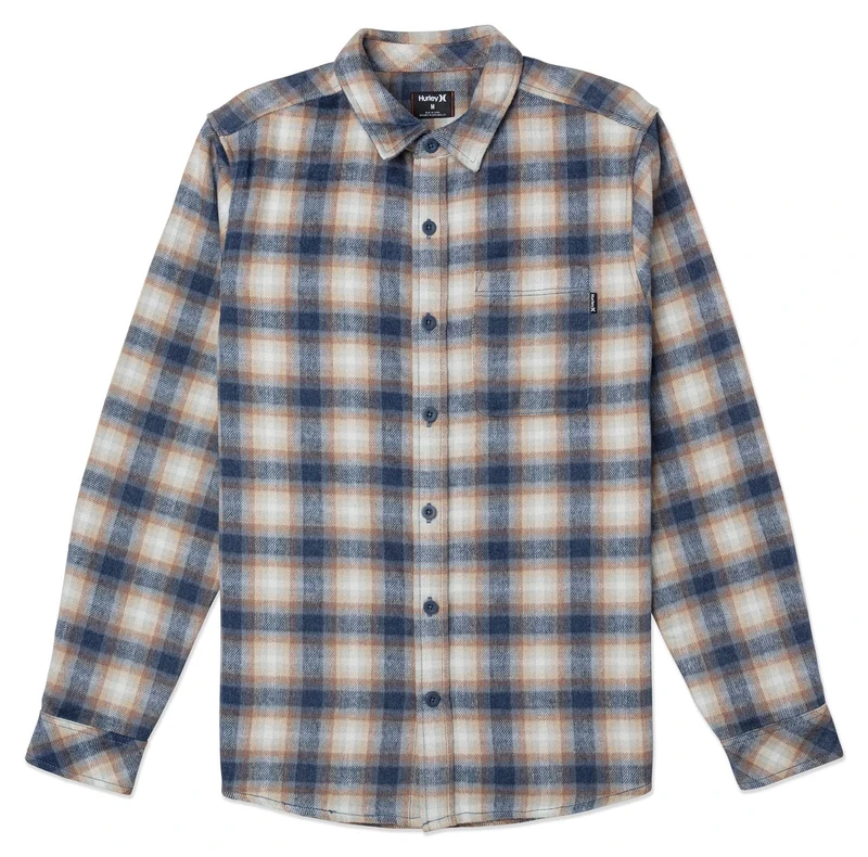 Hurley Portland Heavyweight Flannel LS Shirt for Men, Iron Ore, XL