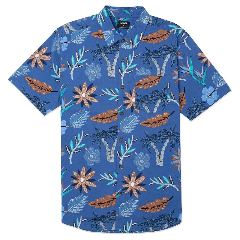 Hurley One and Only Lido Stretch SS Shirt for Men, Obsidian, S