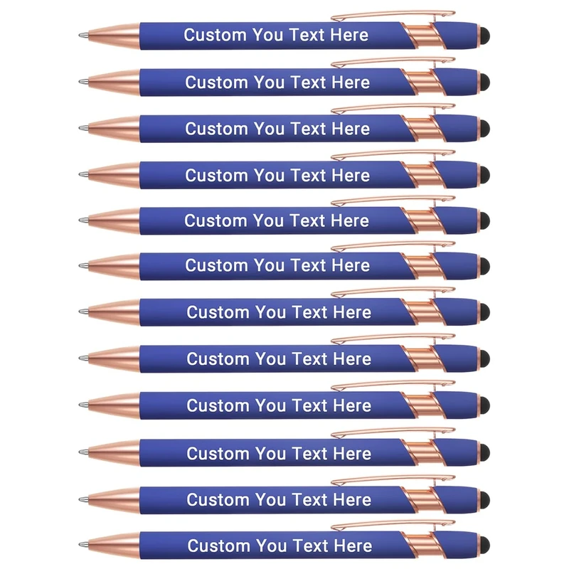Zoonnis 500 Pcs Personalised Ballpoint Pens with Stylus Tips for Business Personalized Engraved Pen In Bulk for Women Men with Name Text Customised Pen Writing Custom Pen With Black Ink for School
