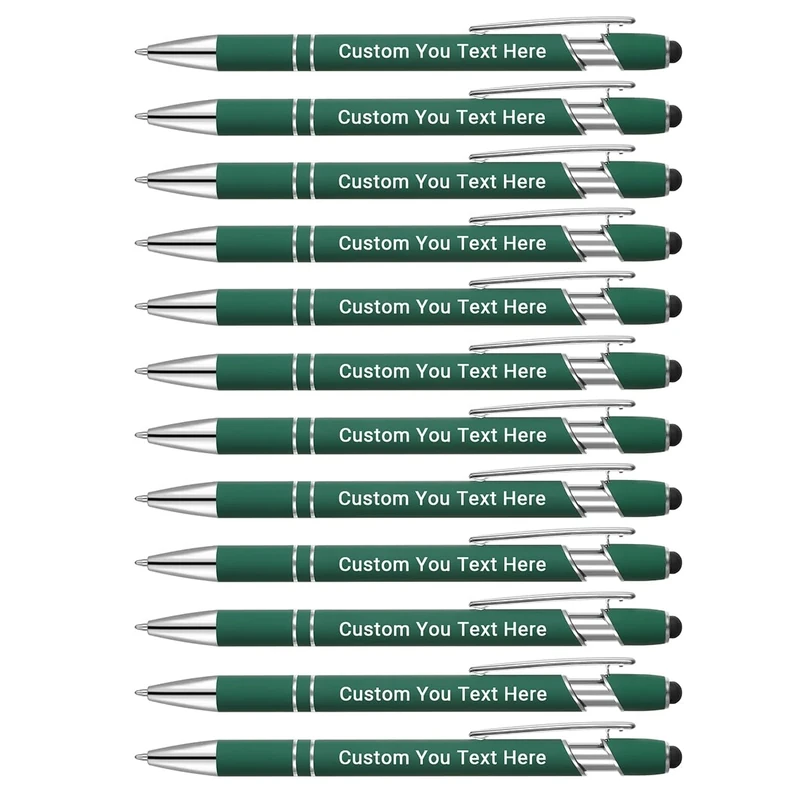 Zoonnis 300 Pcs Personalized Ballpoint Pens with Stylus Tips for Business Personalised Engraved Pen In Bulk for Women Men with Name Text Customised Pen Writing Custom Pen With Black Ink for School