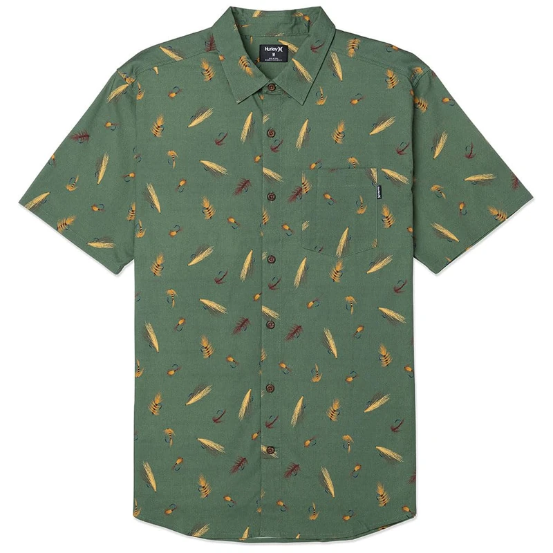 Hurley Men's One and Only Lido Stretch Ss Shirt, Malverde, XL