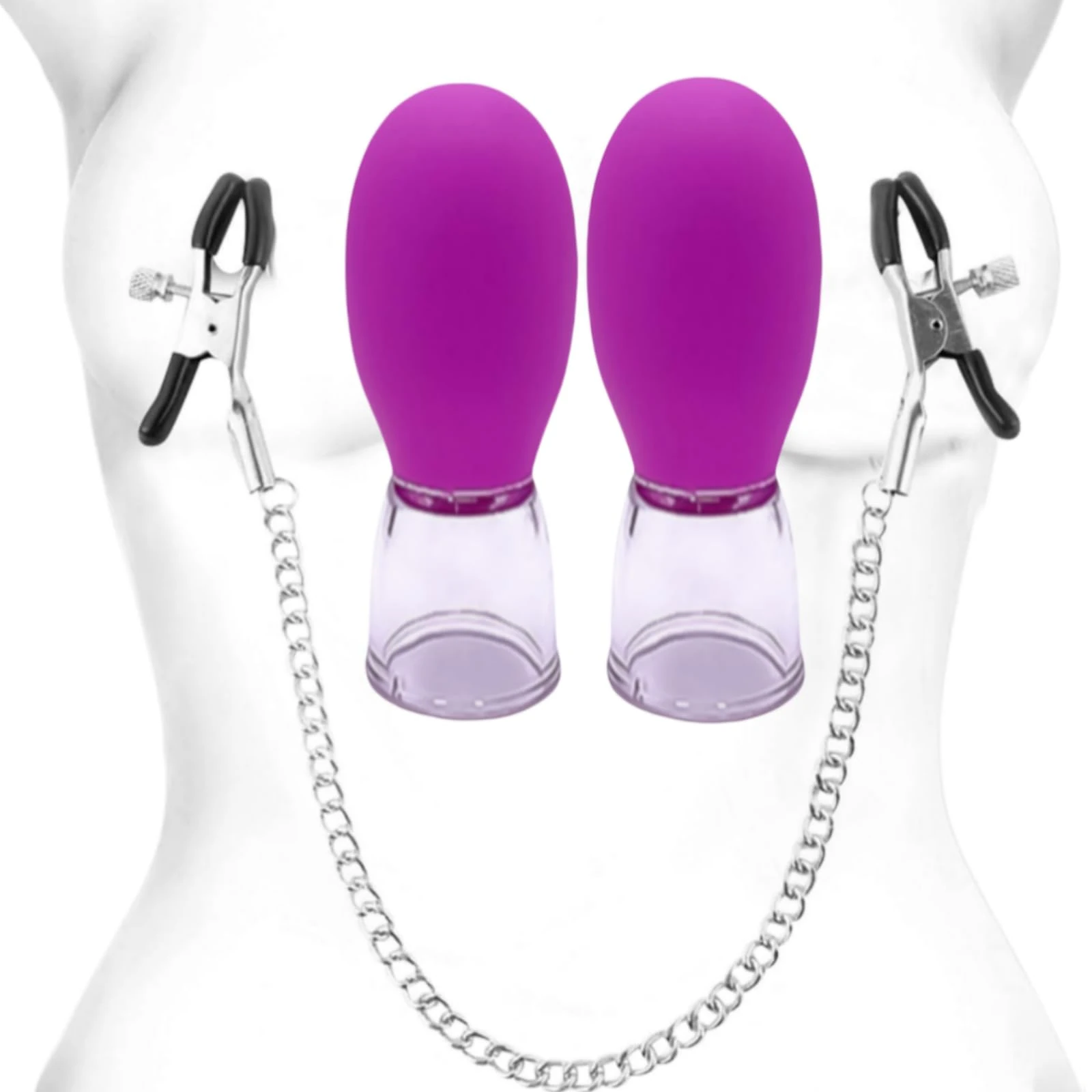 Nipple Clamps and Nipple Sucker Set,Breast Sucking Cup Erotic 2 Pcs Nipple Suction Vacuum Pump Pussy Clit Clitoris Simulator for Woman Adult Sex Toys (Nipple Sucker & Clamps)