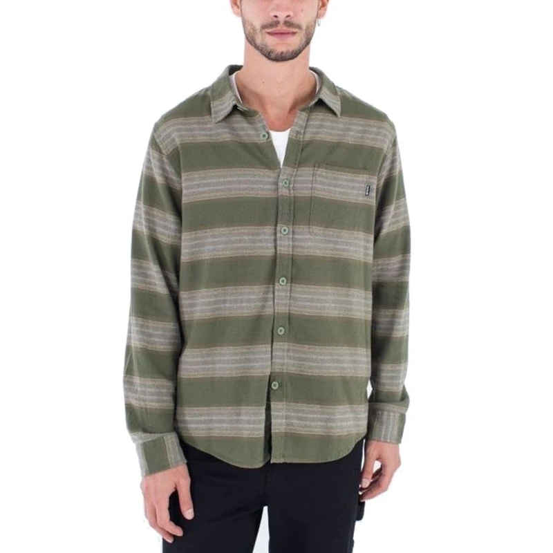 Hurley Men's Portland Organic Flannel Ls Shirt, Malverde, S