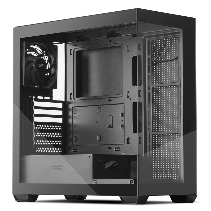 darkFlash ATX Mid-Tower PC Case, Pre-Install 4 PWM ARGB Fans Computer Case, Full View Dual Tempered Glass Gaming PC Case, Type C Port (1 Non-LED Fans, Black)