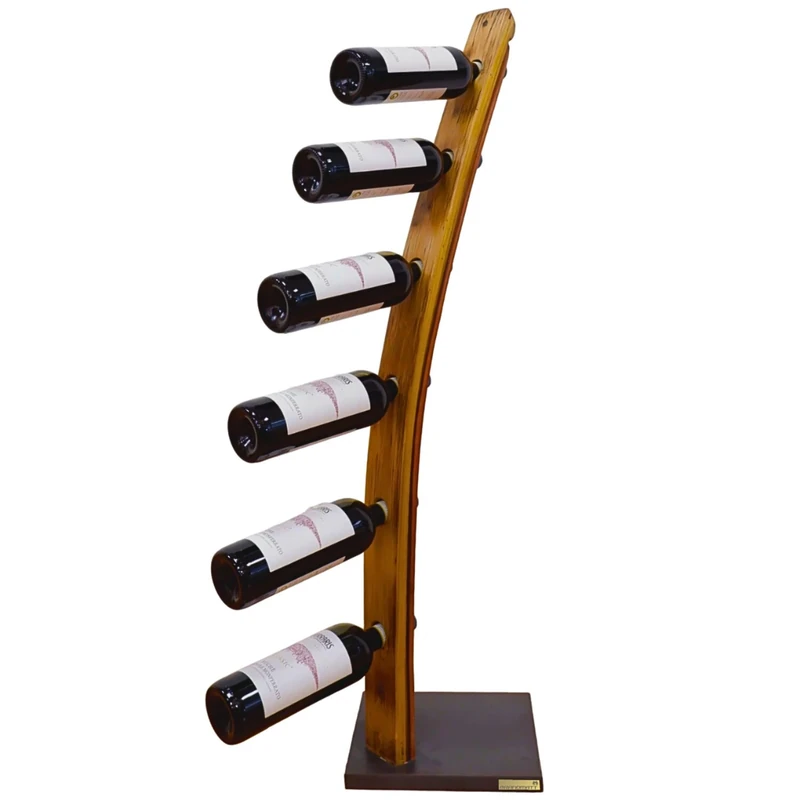 BRANDMATT® Premium Wine Stand | Barrel Stave | 1 Piece Wine Rack | Approx. 100 x 25 x 25 cm | Handmade | for 6 Wine Bottles