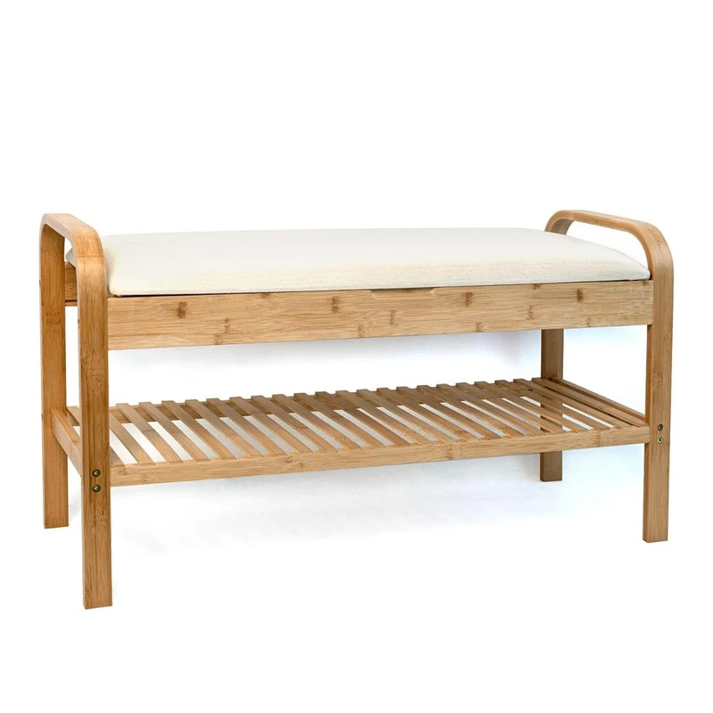 VINTHERA Moa Shoe Rack Bench with Storage 90 x 33 x 50 cm Max Weight 110 kg Bamboo