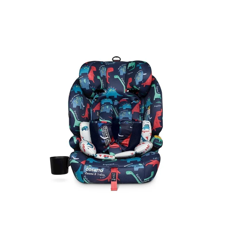 Cosatto Zoomi 3 i-Size ISOFIX Car Seat | 15 Months-12 Years | 10-Position Headrest, Side Impact Protection, 5-Point Harness, Washable Liner & R129 Tested - Forward Facing for Group 123 (D is for Dino)