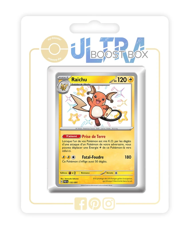 Raichu 132/091 Shiny - my-booster X Écarlate et Violet 4.5 - Destinées de Paldea Box of 10 Pokemon French Cards