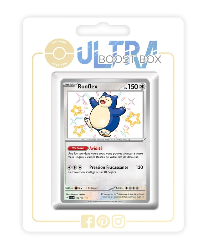 Ronflex (Snorlax) 202/091 Shiny - 4.5 - Destinées de Paldea Box of 10 Pokemon French Cards