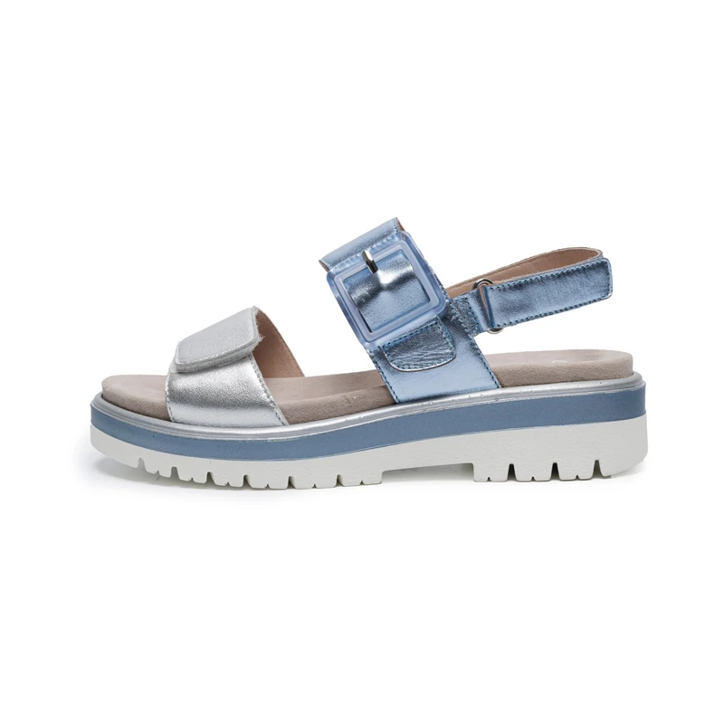 ARA Women's Malaga Sandal, Silver Sky, 8 UK
