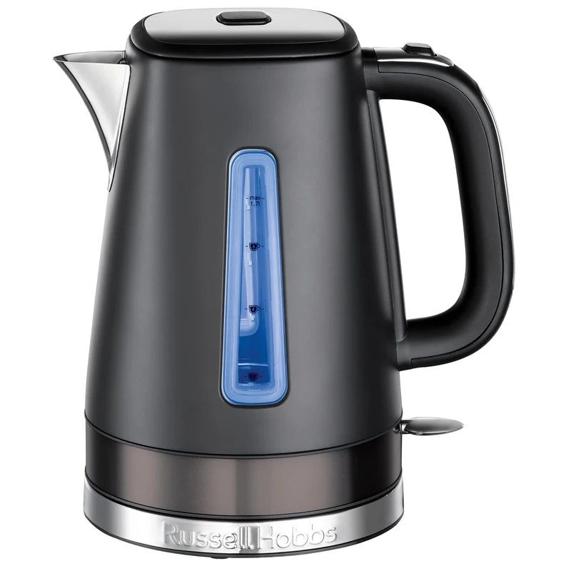 Russell Hobbs Electric Kettle (1.7L, Stainless steel with matte design, Rapid boil, Removable anti-scale filter, Water level indicator, Perfect pour, 3000W) Matte Black 26140