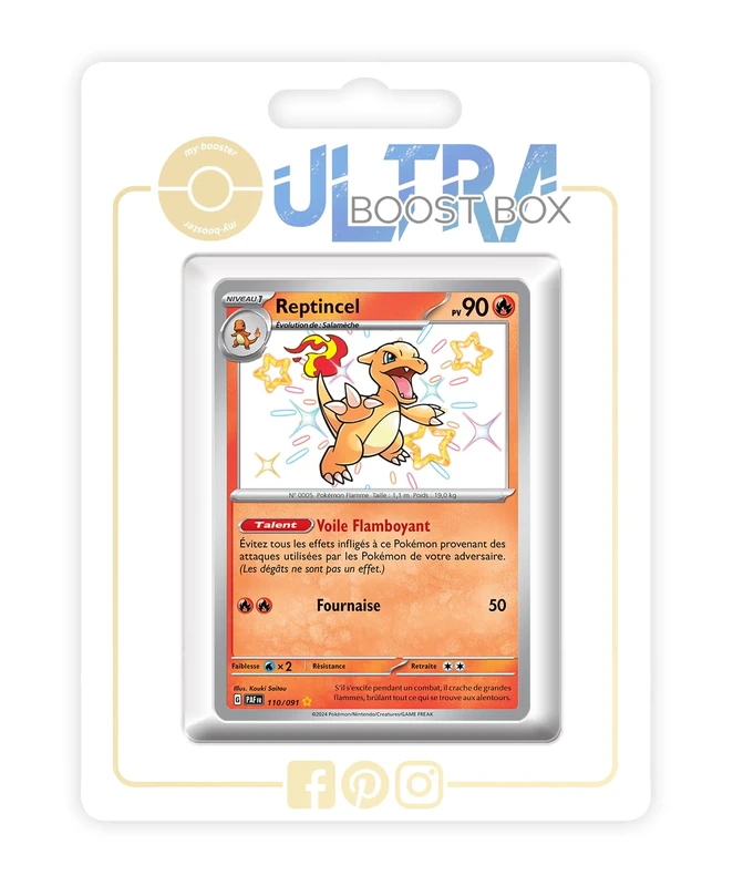 Reptincel (Charmeleon) 110/091 Shiny - my-booster X Écarlate et Violet 4.5 - Destinées de Paldea Box of 10 Pokemon French Cards