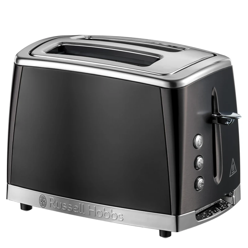 Russell Hobbs 2 Slice Toaster (Stainless steel with matte textured finish, Extra Wide Slots, Lift & Look feature, Variable browning levels, Cancel, frozen & reheat function) Matte Black 26150