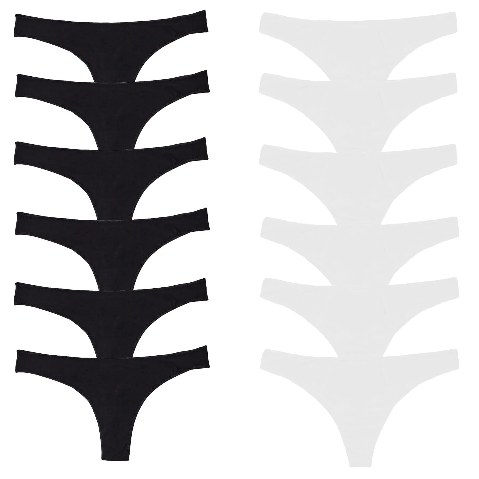 Toocool - 12-Piece Set: Stretch Thongs for Women, Tanga Briefs, and Cotton Brazilian Knickers, 100% Cotton Underwear Women in Multipack and Assorted Colours, Multipack 534-12 [S-M, Black and White]