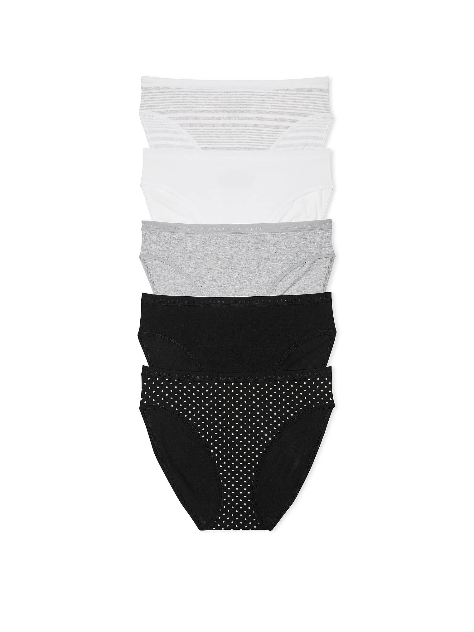 Victoria's Secret 5-Pack Stretch Cotton High-Leg Brief Panties, Multi, M