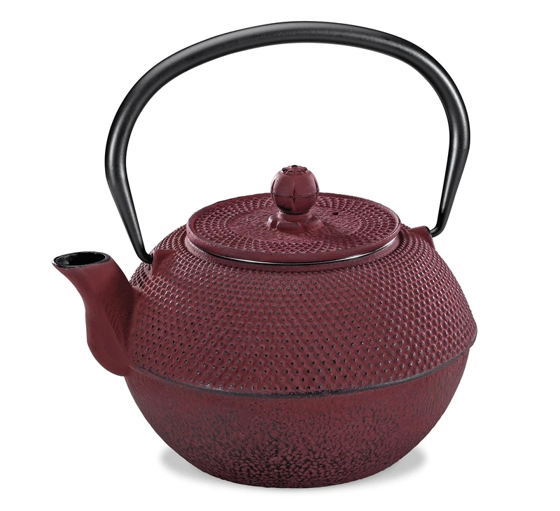 Küchenprofi Tea, Yasmin Teapot | Red | Enamelled Cast Iron | Capacity 800 ml - for 6 Cups | Integrated Stainless Steel Filter | Asian Cast Iron Teapot | Teapot with Strainer Insert