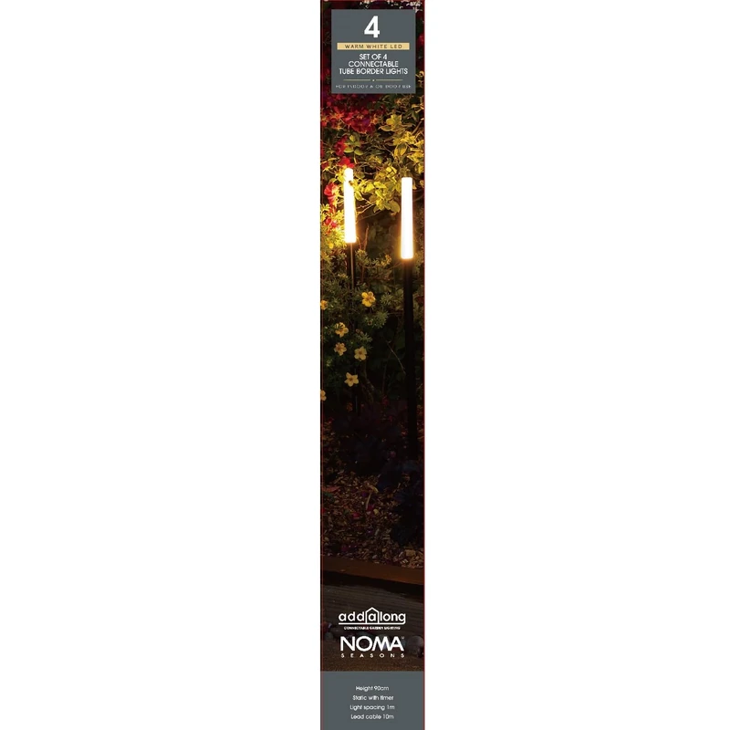 Noma Connectable Garden Tube Border Lights, 80 cm Each (Pack of 4) - Image 1