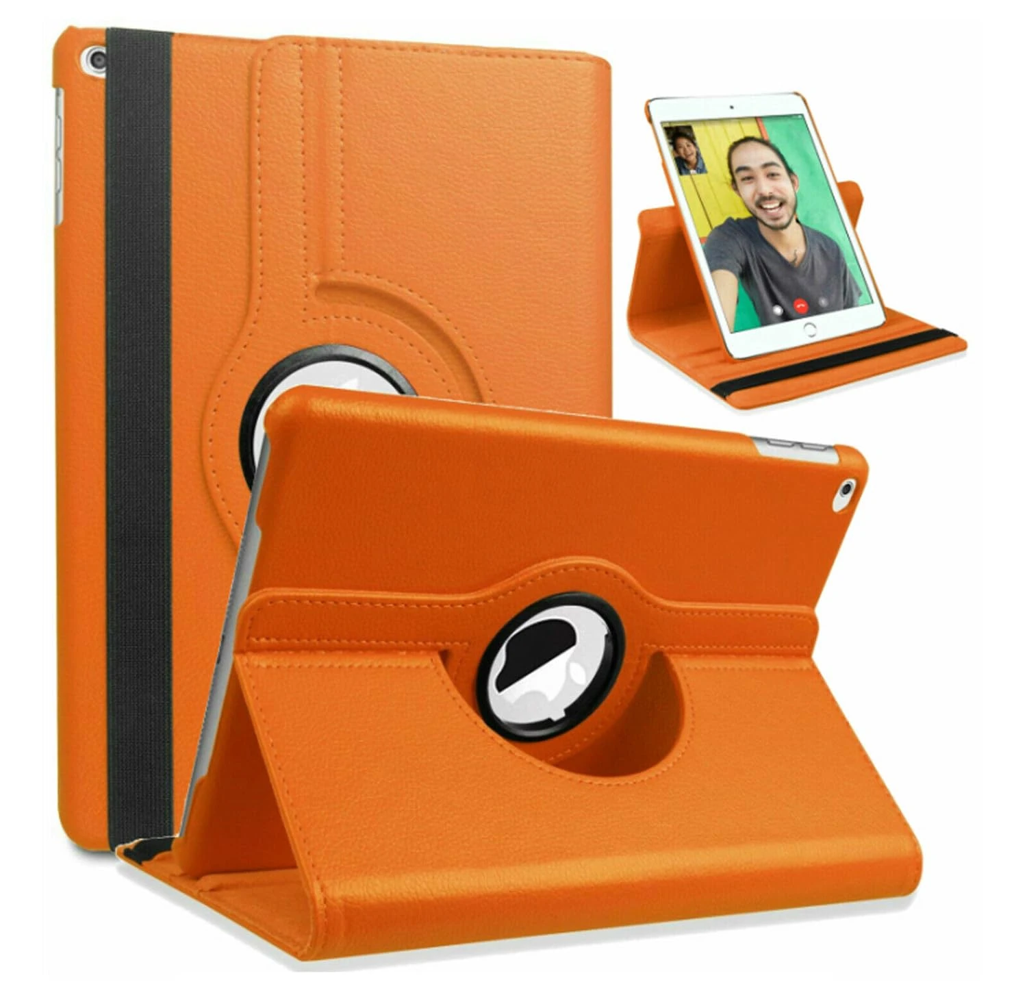 World Biz Case for iPad 9.7 2018 2017 / iPad Air 2 / iPad Air - 360 Degree Rotation Multi-Angle Viewing Stand, Shockproof PU Leather Book Style Flip Auto Sleep/Wake (Orange)