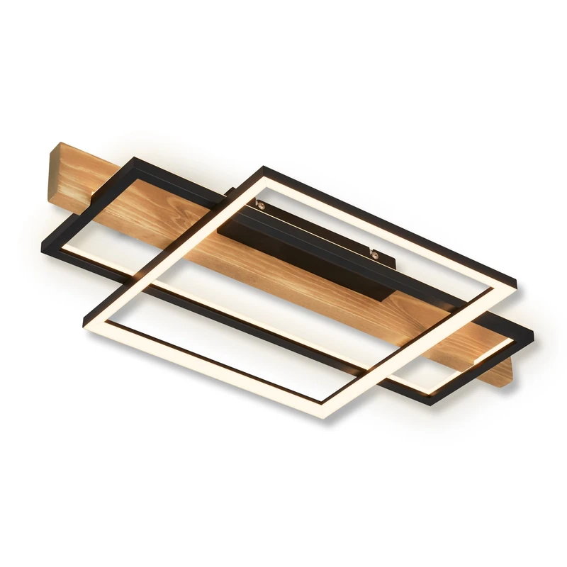 Briloner LED Ceiling Lamp - Wood Decor & Black Metal - 32W