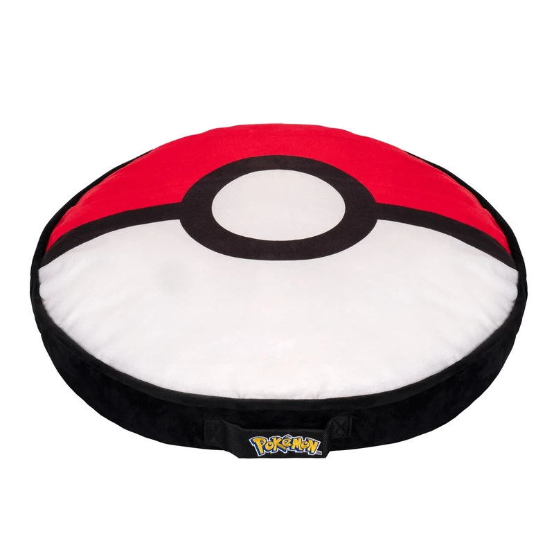 Pokémon Poke Ball Pillow Pet Bed - 30-Inch Pet Bed with Machine Washable Removable Cover and Grip Dots