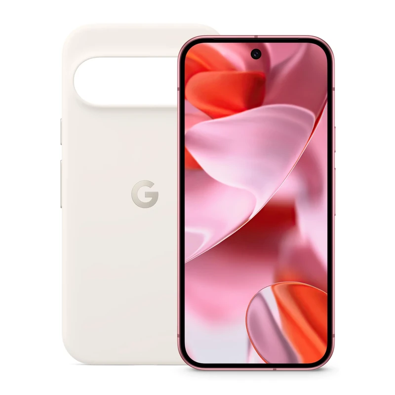 Google Pixel 9 - Unlocked Android Smartphone with Gemini, Advanced Camera, 6.3" Actua Display - Peony, 128GB + Pixel 9 Pro Case - Stain-Resistant Silicone - Porcelain