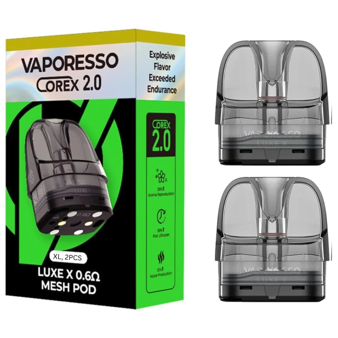 Vaporesso Luxe X Corex Pods (0.6 XL) - 2 pack Compatible with Luxe XR Max, X/X2, X Pro - No Nicotine (0.6ohm XL)