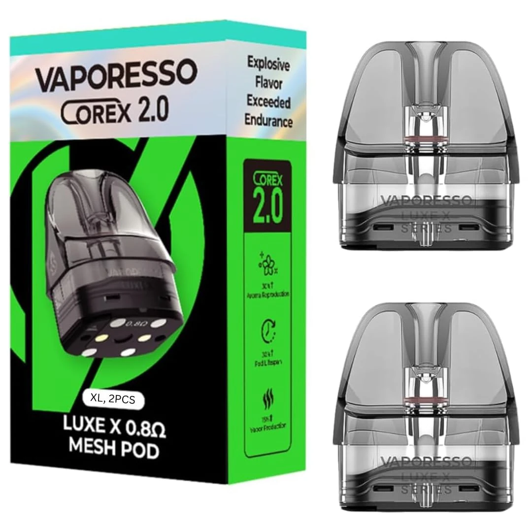 Vaporesso Luxe X Corex Pods (0.8 XL) - 2 Pack Compatible with Luxe XR Max, X/X2, X Pro - No Nicotine (0.8ohm XL)