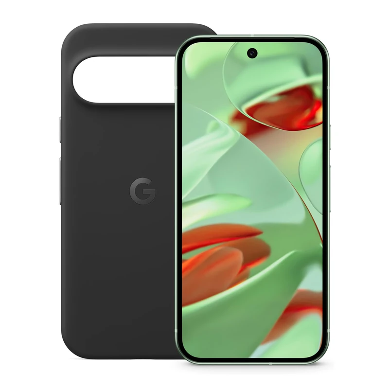 Google Pixel 9 - Unlocked Android Smartphone with Gemini, Advanced Camera, 6.3" Actua Display - Wintergreen, 128GB + Pixel 9 & Pixel 9 Pro Case - Stain-Resistant Silicone - Obsidian