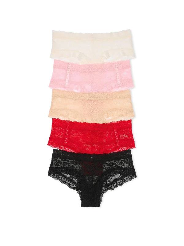 Victoria's Secret Women's Lace Cheeky Underwear, Minimal Coverage Panties for Women, Multi Pack (XS-XXL), Basic Solids, XL