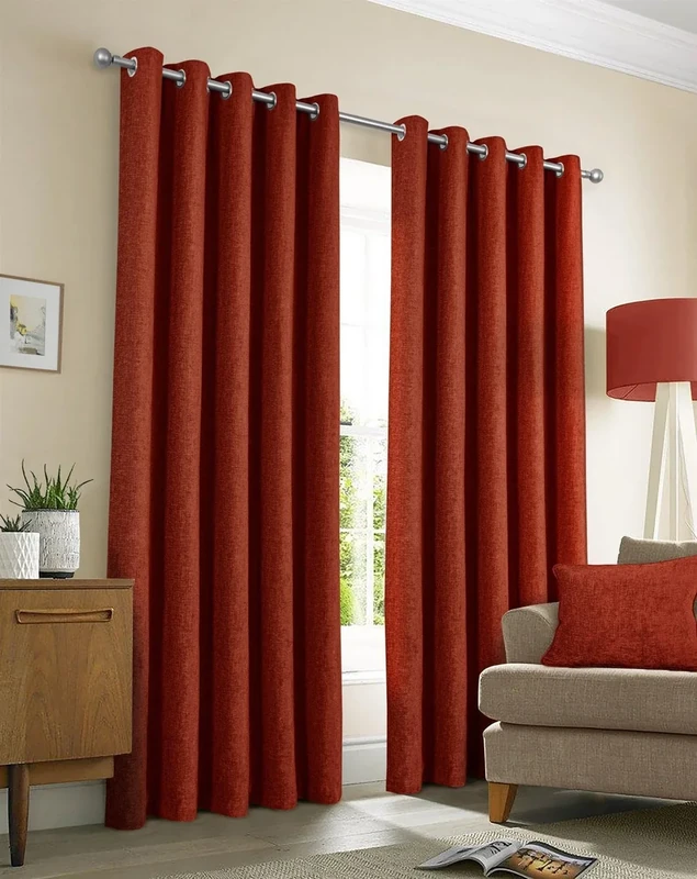 Sundour Amberley Eyelet Ring Top Curtains Orange 90x72