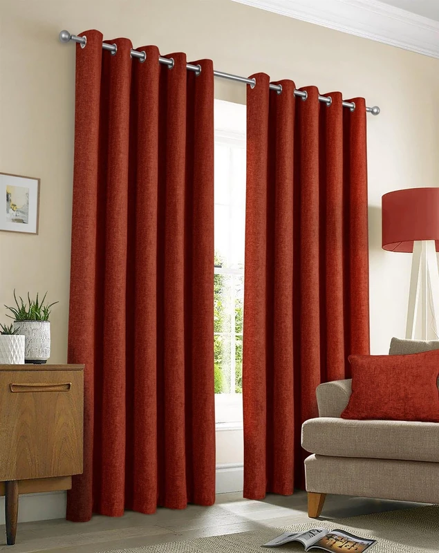 Sundour Amberley Eyelet Ring Top Curtains Orange 46x54