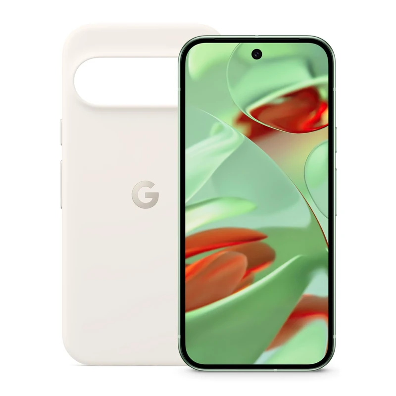 Google Pixel 9 - Unlocked Android Smartphone with Gemini, Advanced Camera, 6.3" Actua Display - Wintergreen, 256GB + Pixel 9 & Pixel 9 Pro Case - Stain-Resistant Silicone - Porcelain
