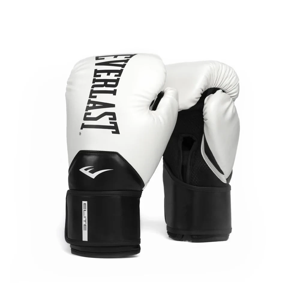 Everlast Elite 2 10oz Boxing Gloves, White/Black Boxing Gloves for Bags, Mitt Work & Sparring, Hook and Loop Strap, Ergonomic Grip Bar, Split-Style Foam Combination - Authentic Everlast Gear