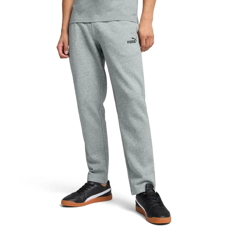PUMA Men's Essentials Fleece Sweatpants, Medium Gray Heather Open Leg Ss25, Small