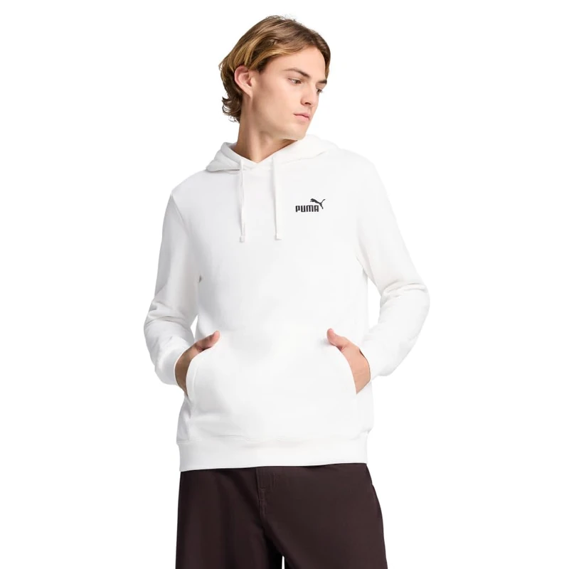 PUMA Men's Essentials Small Logo Fleece Hoodie, Puma Whitess25, L - Image 1