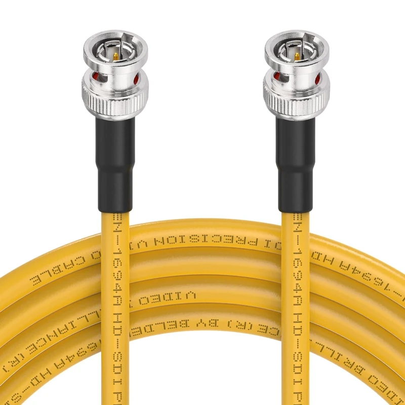 Superbat 3G/6G/12G SDI Cable 15m BNC Male to Male Belden 1694A(Yellow) SDI Video Cable 75ohm for HD Camera CCTV Monitor Video Equipment Supports HD-SDI/3G-SDI/6G-SDI/12G-SDI/4K/8K