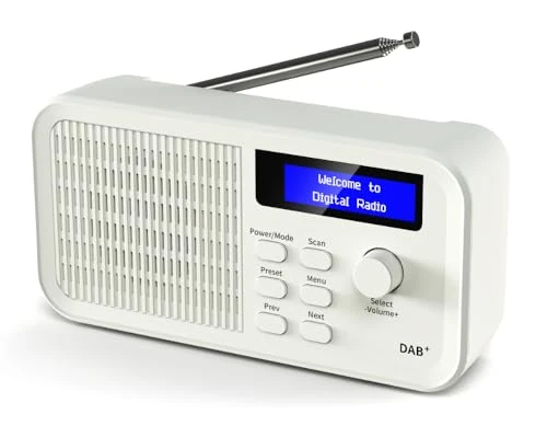 DAB Digital Radio, DAB+FM Radio, Portable USB Rechargeable Digital Radio, with LCD Display, Headphone Jack, 40 Preset Stations, Suitable for Living Room, Study Room, Kitchen, Traveling (silver)