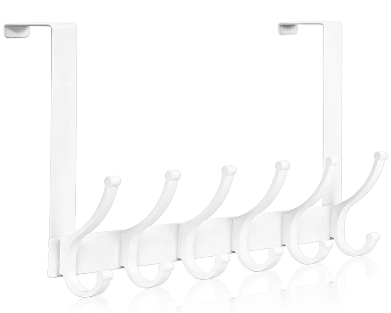 Optish Over The Door Hooks, Door Hanger Hook, Over The Doors Towel Rack for Bathroom, Doors Towel Hanger for Hanging Coats Hats (1Pack, White)