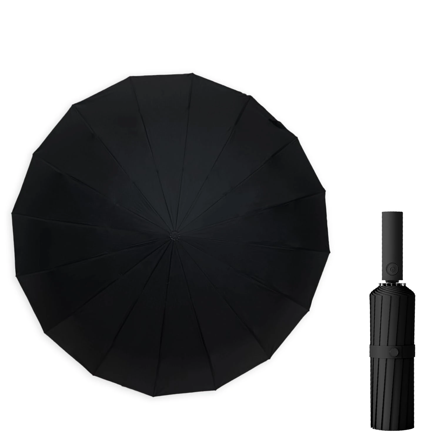 Maibar Windproof Umbrella Strong 32 Ribs Large Size Compact Umbrellas Folding Travel for Waterproof Umbrella Men and Women (Black)