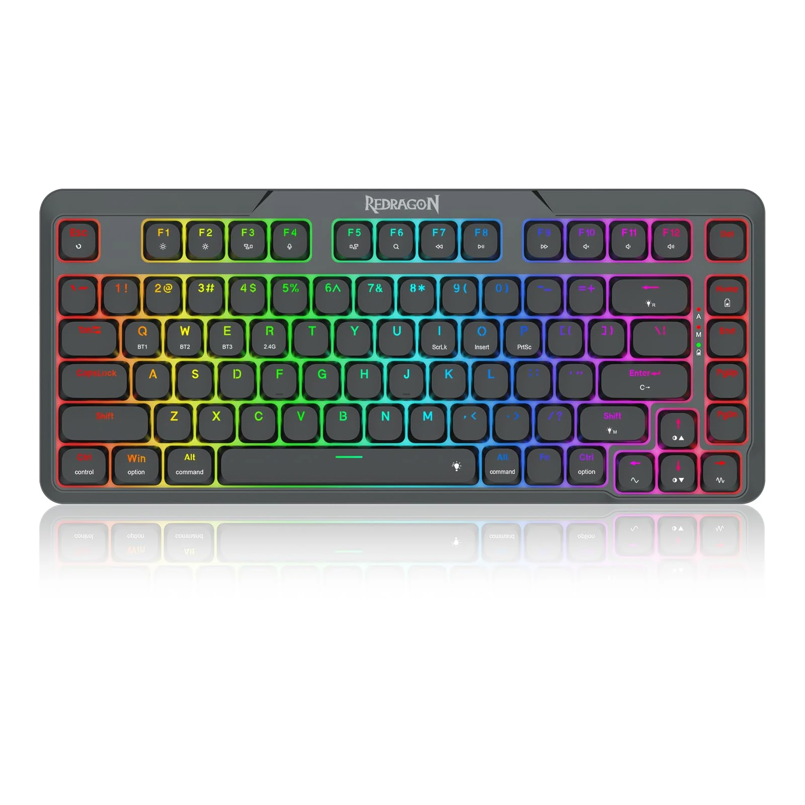 Redragon K706 PRO 75% Wireless Gasket RGB Gaming Keyboard, 3-Modes 82 Keys Compact Mechanical Keyboard w/Ultra Slim Board, Low-Profile Linear Red Switch and Dual Win/MAC System