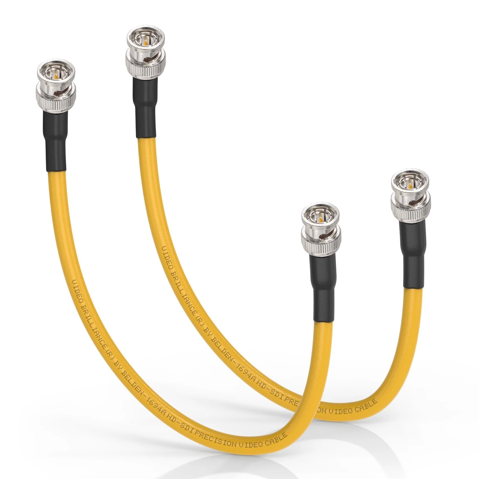 Superbat 3G/6G/12G SDI Cable 30cm,2Pcs BNC Male to Male Belden 1694A(Yellow) SDI Video Cable 75ohm for HD Camera CCTV Monitor Video Equipment Supports HD-SDI/3G-SDI/6G-SDI/12G-SDI/4K/8K