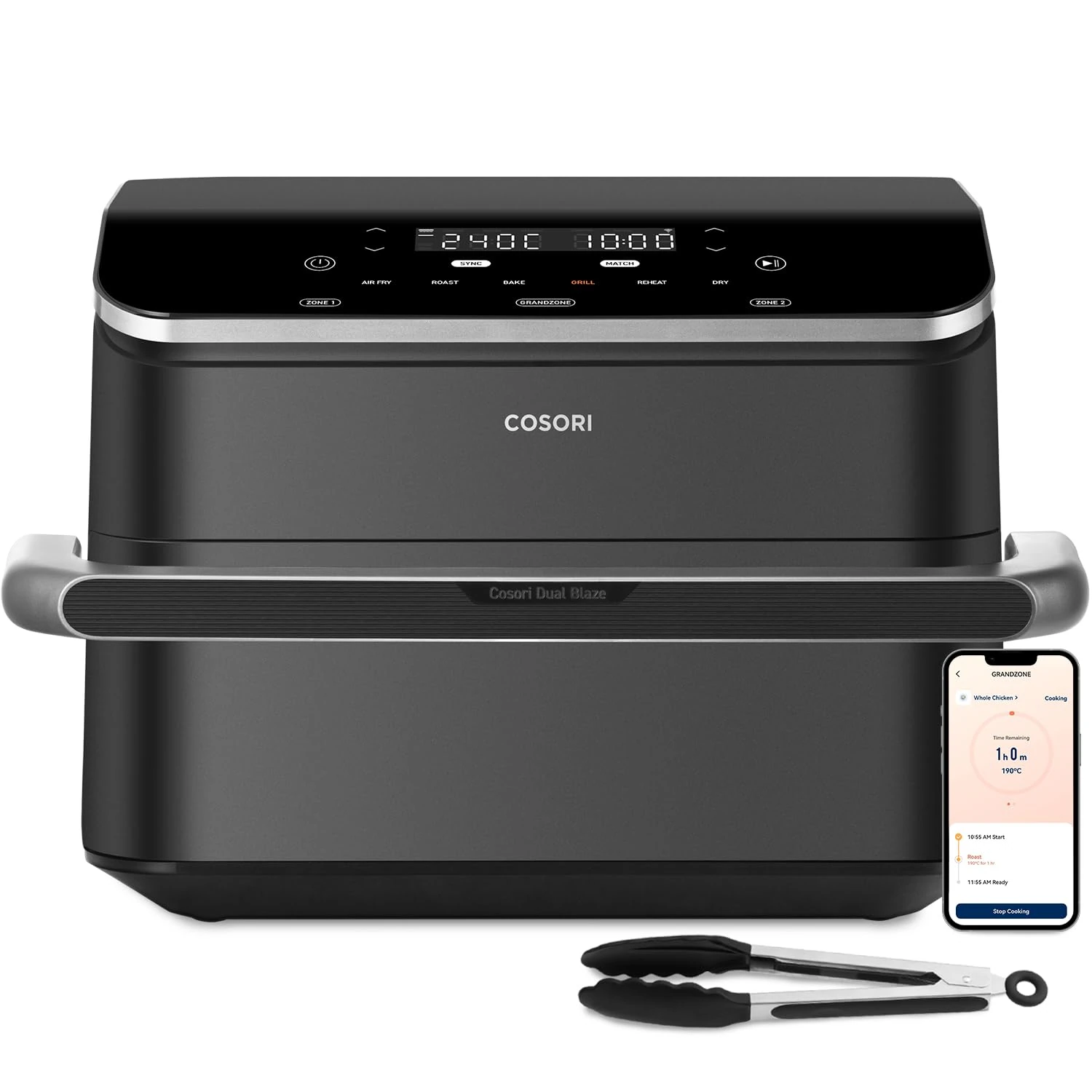 COSORI Dual Air Fryer TwinFry, 10L Flexible Capacity, Single & Double Zone for Full Meals, Dual Blaze Heating for Faster & Even Results, Smart AirFry, Compact & Easy to Clean, Energy Save, App Recipes