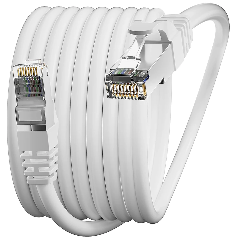 Ethernet Cable 10m Cat 6, Ethernet Network Cable 10 meter Shielded - 23AWG High Speed Gigabit Internet Cable - CCA, FTP Anti-jamming, Ethernet LAN Cable 10 Meter Cat 6 for Router Modem PC - White