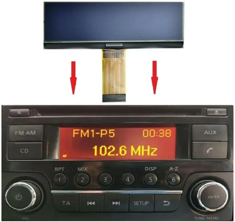 LADYSON Car Stereo Radio Player Display,123 * 36 Pixel Radio LCD Screen for Nissan Qashqai, Juke, Micra, Navara, NV200 Screen Replacement Kit [97.5 * 38mm]