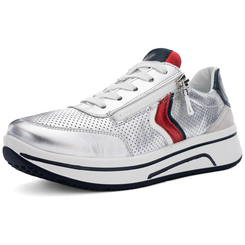 ARA Women's Sapporo Trainers, Silver, Flame, White, Night, Pebble, 41.5 EU Wide, Silver Flame White Night Pebble, 9 UK