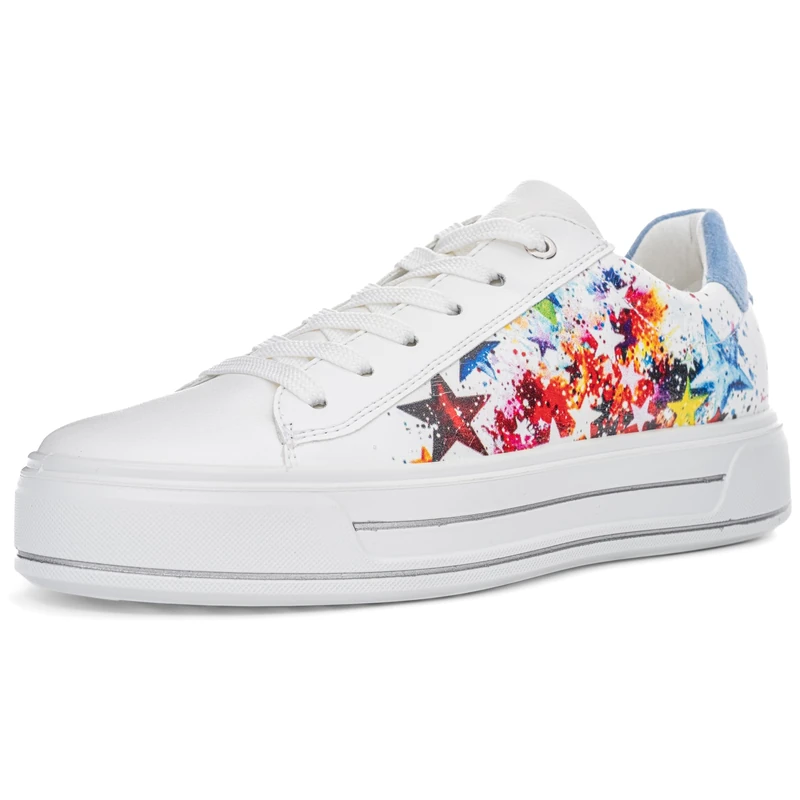 ARA Women's Canberra Trainers, White Star Multi Azzuro, 40 EU Weit