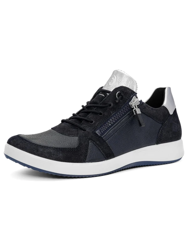 ARA Women's Roma Trainers, Blue Silver, 38.5 EU Weit