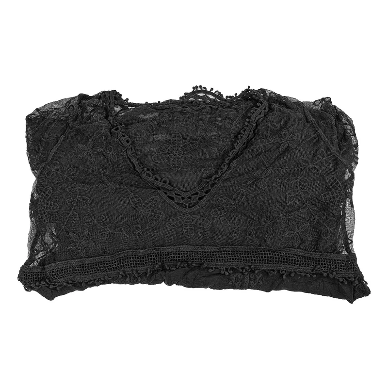 Namvo Beach Dress for Women Crochet Lace Bikini Cover Up Sheer Hollow Out Beachwear Floral 3/4 Sleeve V Neck Bikini Swimwear Swimsuit Cover Up Black
