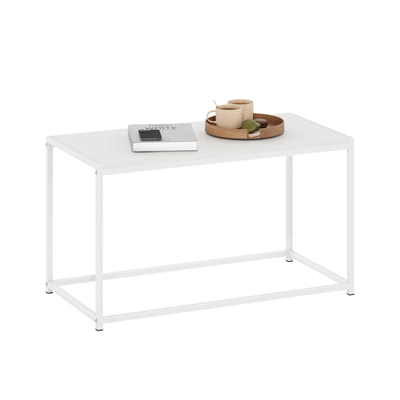 Furinno Camnus Modern Living Coffee Table, Solid White/White