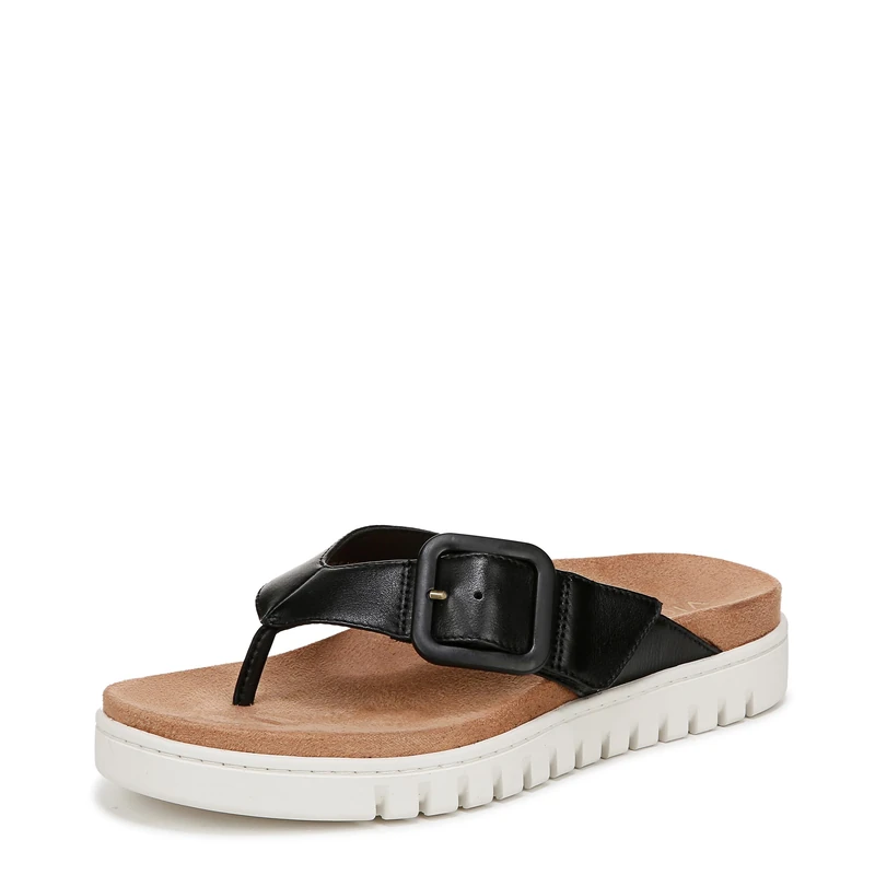 Vionic Womens Uptown Marin Flat Flip-Flop Sandal Medium Fit UK 6.5, Black TMB Leather